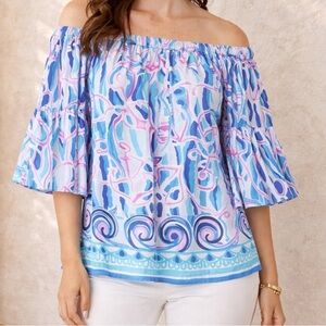 Lilly Pulitzer Nevie Off Shoulder Reel Nauti Blouse